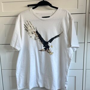 rag & bone White Short-Sleeve Tee with Soaring Eagle Print
